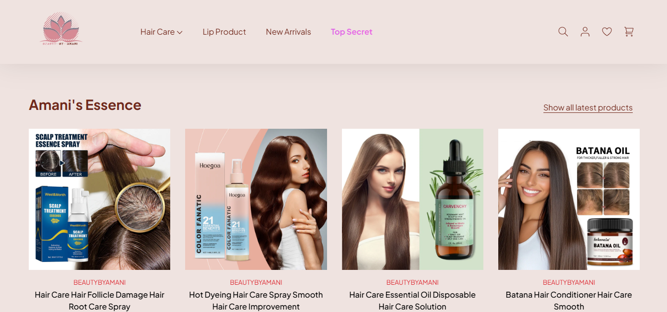 Beauty by Amani Shopify store