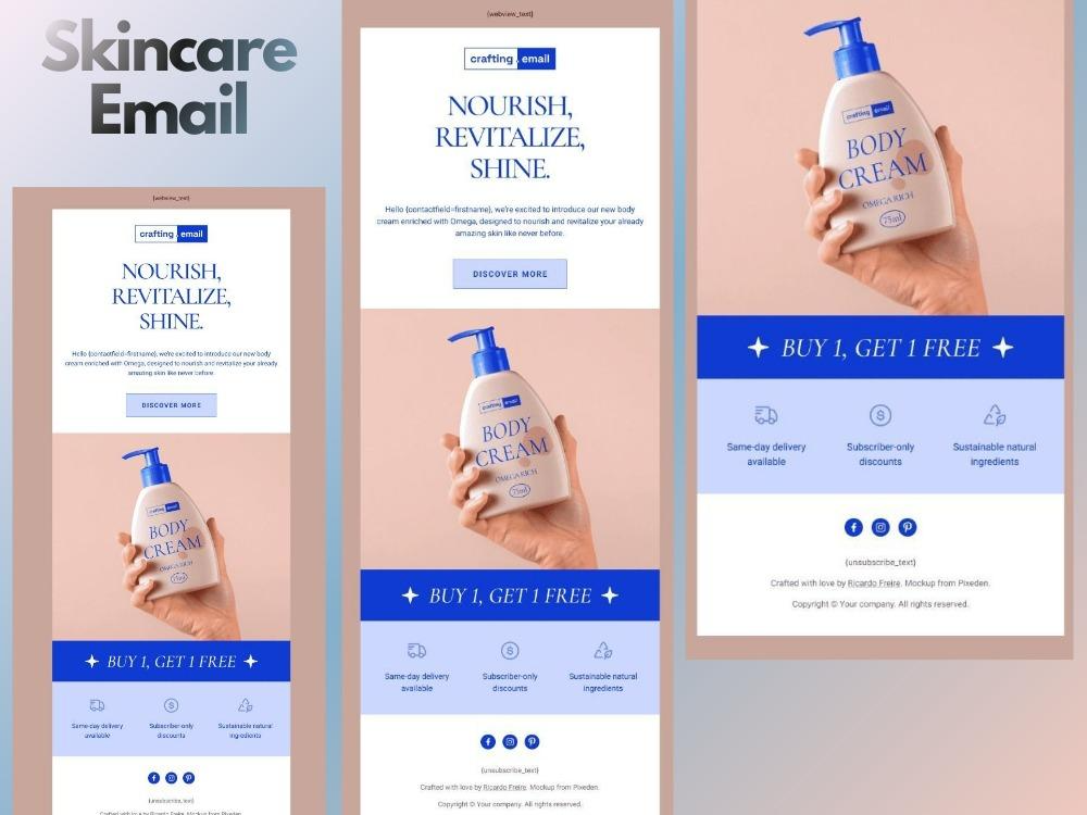 Skincare email marketing design